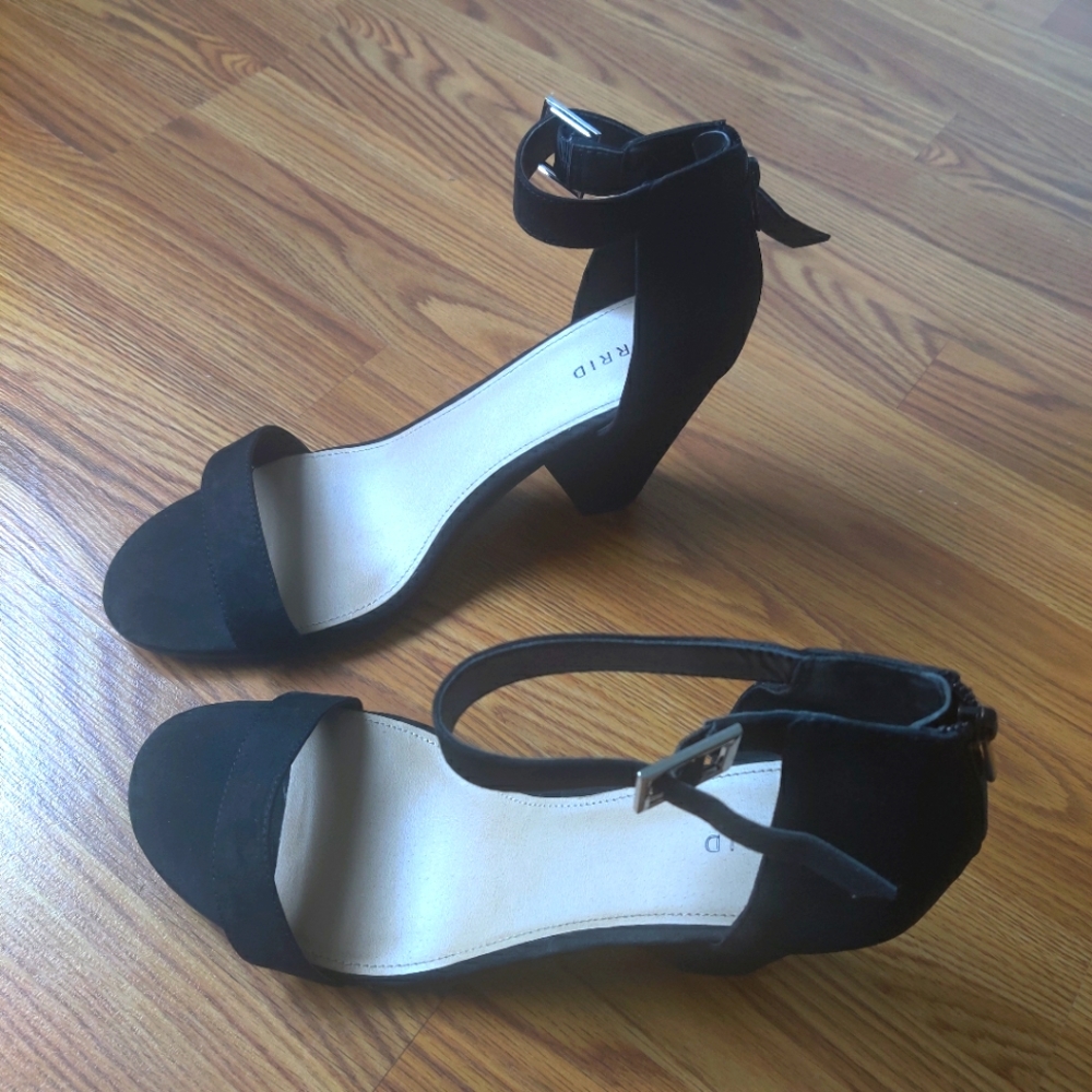 Torrid Black Suade Strappy Heels, Size 13W